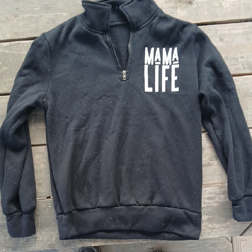 Black 'Mama Life' Pullover Sweatshirt